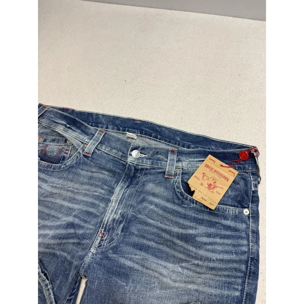 True Religion Section Jeans Mens 44x34 Blue Stretch Straight Denim NWT MSRP$199